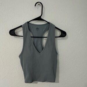 Alo Goddess Ribbed Crop Racerback Tank Green Size M